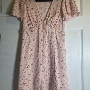 Billabong Pink Floral Mini Button Surf Flirty Dress